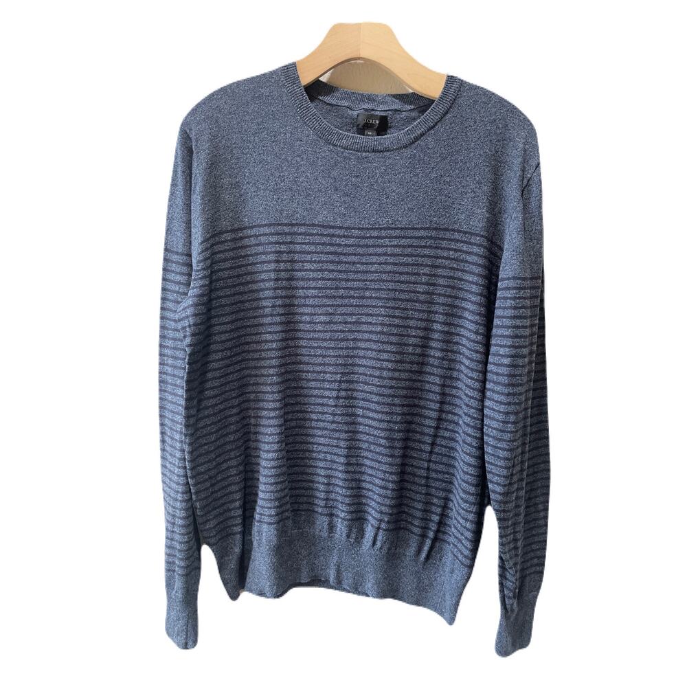 J. Crew Mens Cotton Striped Crewneck Sweater Lightweight Preppy Spring Summer M
